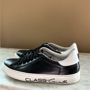 Men’s Cavalli Classic Black Leather Sneakers. Like New